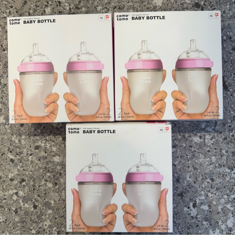 Comotomo - 8 oz Pink Bottles - Bundle of 6 Bottles